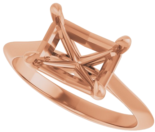 10K Rose 9x7 mm Emerald Solitaire Engagement Ring Mounting (5)