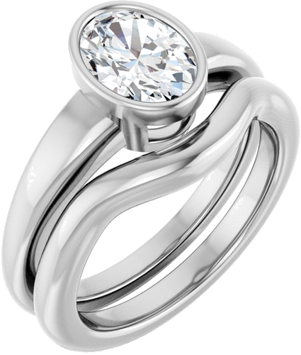 Sužadėtuvių Žiedas „Bezel-Set Solitaire“ 14k white gold Oval 8mm x 6mm (6)