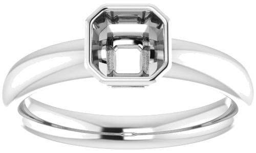 Sužadėtuvių Žiedas „Bezel-Set Solitaire“ 925 Sidabro Asscher 5mm (3)