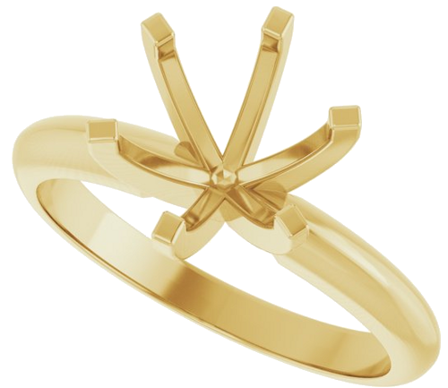 14K Yellow 7.8-8.6 mm Round 6-Prong Solitaire Ring Mounting (5)