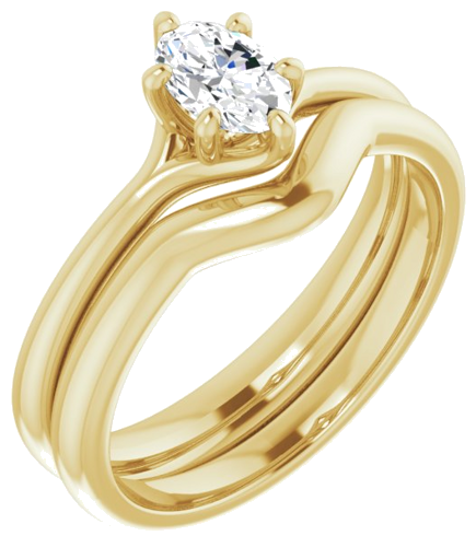 Sužadėtuvių Žiedas „Solitaire“ 14k yellow gold Oval 6mm x 4mm (6)