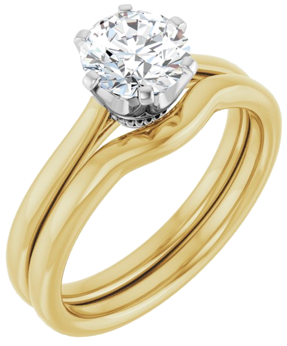 14K Yellow   White 6.5 mm Round Engagement Ring Mounting (6)
