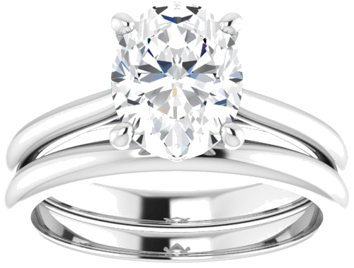 Sužadėtuvių Žiedas „Solitaire“ 10k white gold Oval 9mm x 7mm (8)