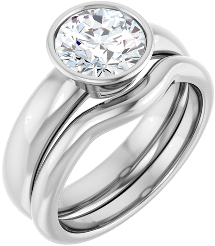 Sužadėtuvių Žiedas „Bezel-Set Solitaire“ 14k white gold Round 7.4mm (6)