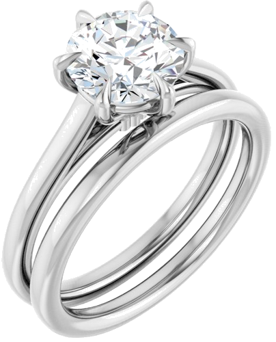 Sužadėtuvių Žiedas „Claw-Pong“ 14k white gold Round 7.4mm (6)
