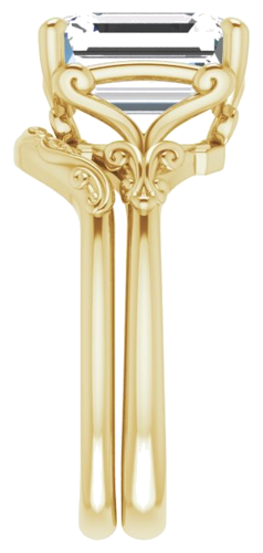 Sužadėtuvių Žiedas „Solitaire“ 585 Geltonojo Aukso Emerald 10mm x 8mm (9)