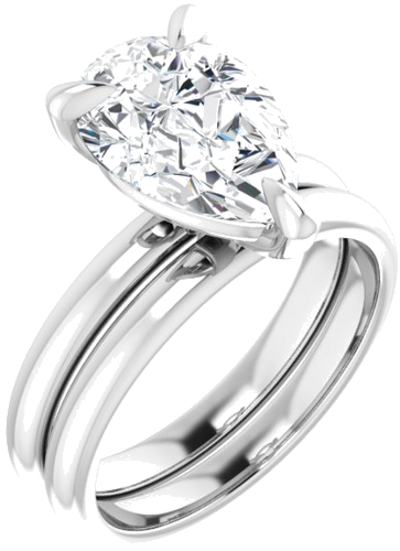14K White  12x8 mm Pear Solitaire Engagement Ring Mounting (6)