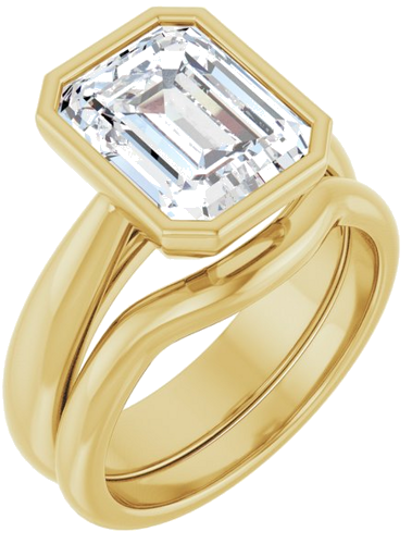 Sužadėtuvių Žiedas „Bezel-Set Solitaire“ 14k yellow gold Emerald 10mm x 8mm (6)