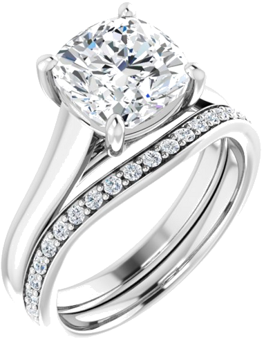 Sužadėtuvių Žiedas „Solitaire“ 14k white gold Cushion 8mm (6)