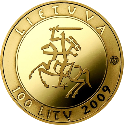 2009 1000-летие имени Литвы 100 литов золотая монета (2)