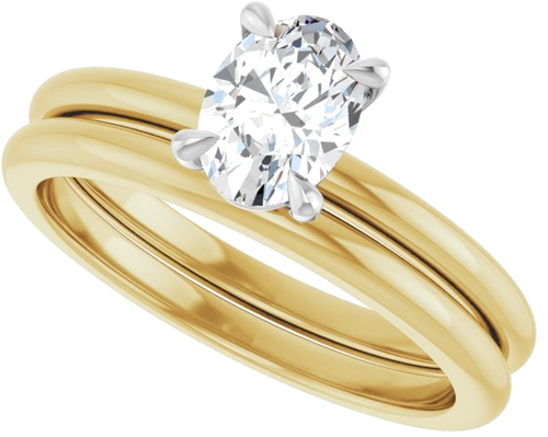 Sužadėtuvių Žiedas 585 Baltojo Ir Geltonojo Aukso Oval 7mm x 5mm (10)