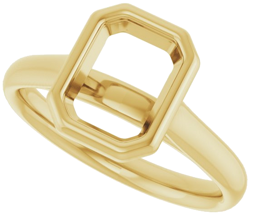 10K Yellow  8x6 mm Emerald Solitaire Engagement Ring Mounting (5)