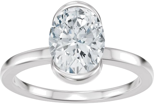 Sužadėtuvių Žiedas „Half Bezel Solitaire“ 14k white gold Oval 8.5mm x 6.5mm (3)