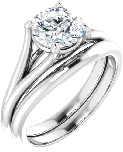 Sužadėtuvių Žiedas „Solitaire“ 14k white gold Round 7mm (6)