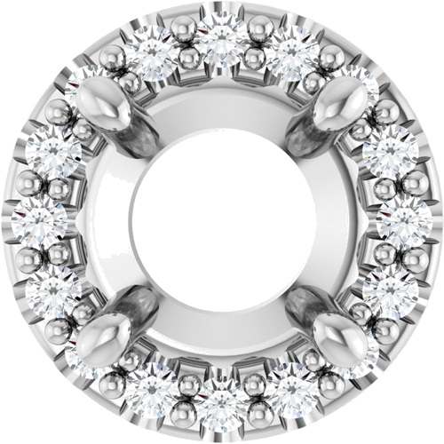 14K White 5.2 mm Round .06 CTW Natural Diamond Semi-Set Pendant (1)