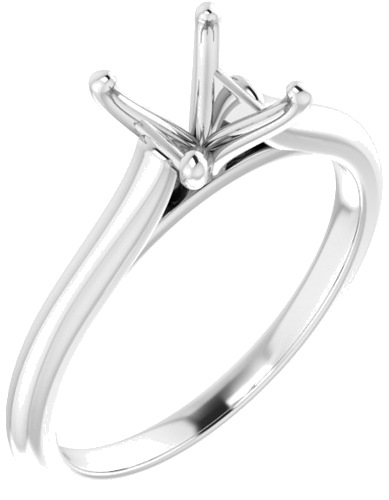 14K White 5 mm Square Solitaire Engagement Ring Mounting (1)