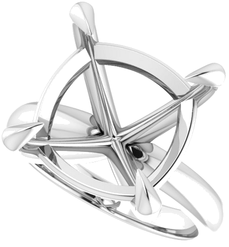 14K White 13x13 mm Cushion Solitaire Engagement Ring Mounting (5)