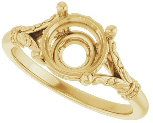 14K Yellow 8 mm Round Solitaire Engagement Ring Mounting (5)