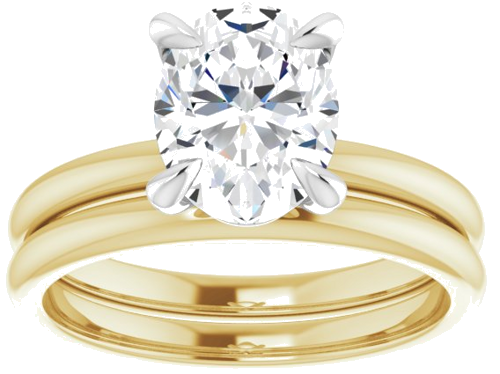 18K Yellow White 9 x 7 mm Oval Engagement Ring Mounting (8)