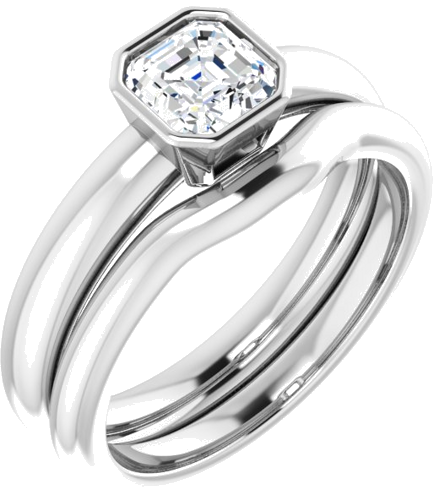 Sužadėtuvių Žiedas „Bezel-Set Solitaire“ 925 Sidabro Asscher 5mm (6)