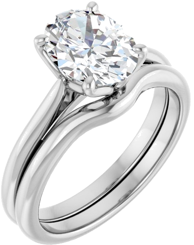 14K White  9x7 mm Oval Solitaire Engagement Ring Mounting (6)