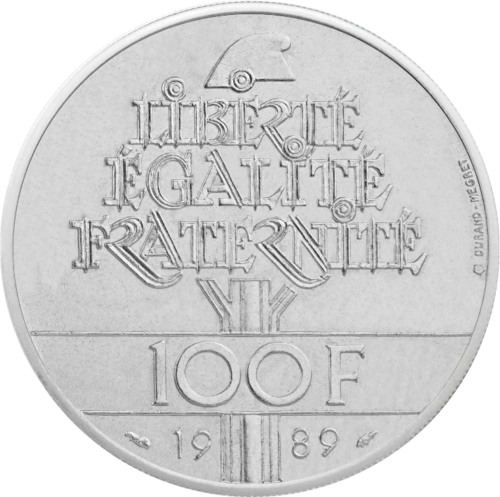 100 Franc Human Rights 1989 France Silver Coin (2)