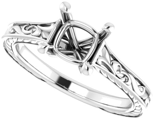 Sužadėtuvių Žiedas „Solitaire Scroll“ 14k white gold Square 5.5mm (5)