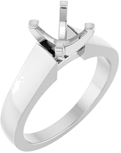 14K White 7 mm Round Solitaire Engagement Ring Mounting (1)
