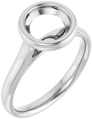 Sužadėtuvių Žiedas „Bezel-Set Solitaire“ 585 Baltojo Aukso Round 7.4mm (1)