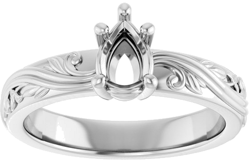 Sužadėtuvių Žiedas „Solitaire Sculptural“ 14k white gold Pear 6.5mm x 4.5mm (3)