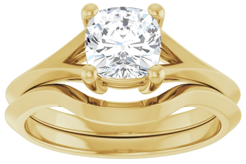 Sužadėtuvių Žiedas „Solitaire Split Shank“ 14k yellow gold Cushion 6mm (8)