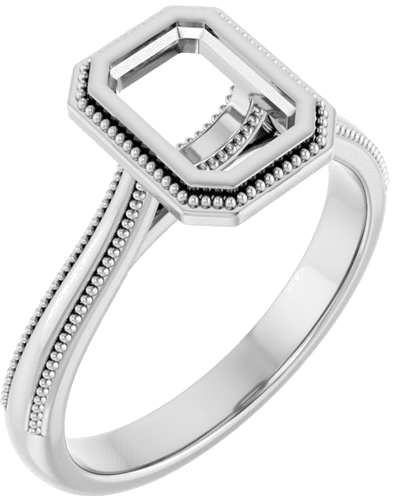 14K White 7x5 mm Emerald Solitaire Engagement Ring Mounting (1)