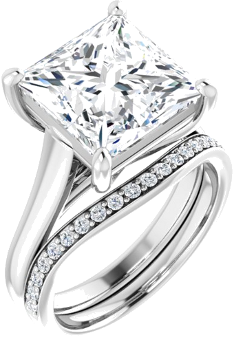 14K White 10 mm Square Solitaire Engagement Ring Mounting (6)