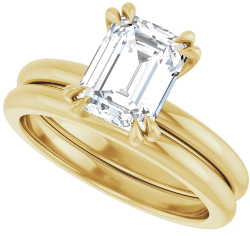 Sužadėtuvių Žiedas „Double Claw-Prong“ 14k yellow gold Emerald 8mm x 6mm (10)