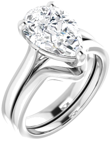 Sužadėtuvių Žiedas 14k white gold Pear 12mm x 8mm (6)