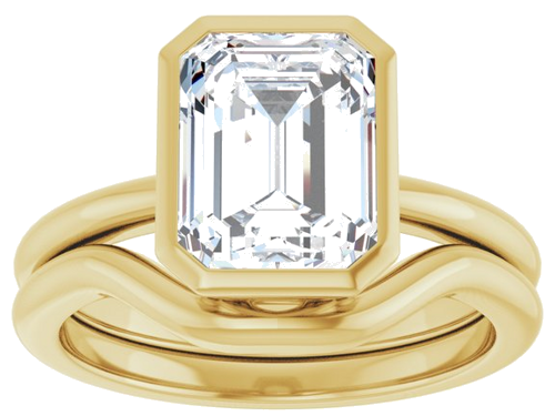 Sužadėtuvių Žiedas „Bezel-Set“ 10k yellow gold Emerald 9mm x 7mm (8)