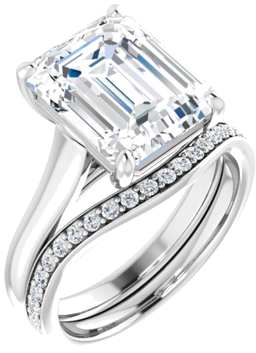 14K White 11x9 mm Emerald Solitaire Engagement Ring Mounting (6)