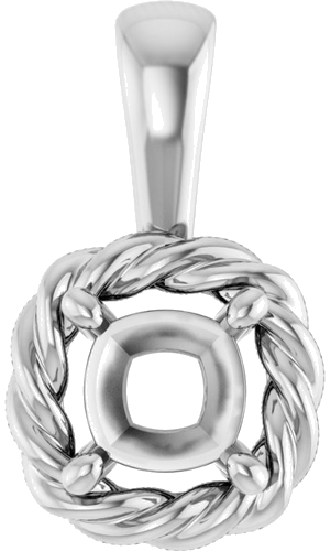 14K White  5 mm Cushion Pendant Mounting (1)