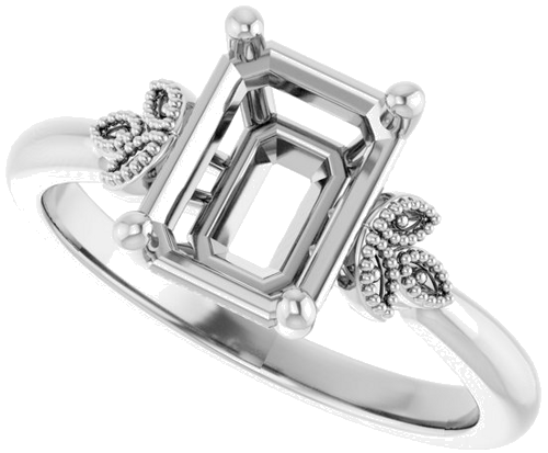 Sužadėtuvių Žiedas „Solitaire“ 14k white gold Emerald 8mm x 6mm (5)