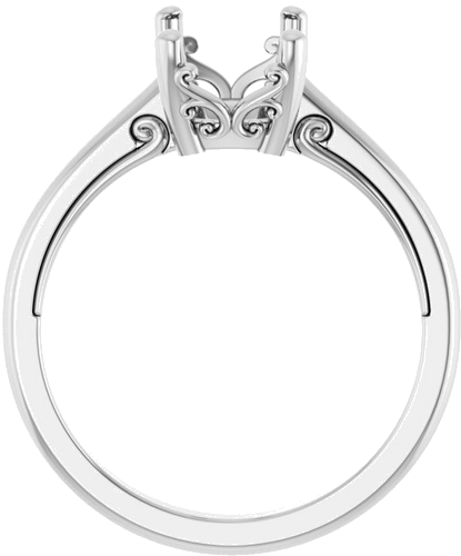 Sužadėtuvių Žiedas „Solitaire Vintage-Inspired Scroll“ 14k white gold Elongated Cushion 9mm x 7mm (2)