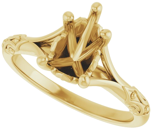 Sužadėtuvių Žiedas „Solitaire Sculptural“ 14k yellow gold Pear 9mm x 6mm (5)