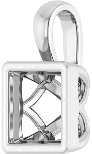 Pakabukas „Solitaire“ 14k white gold Square 6mm (2)