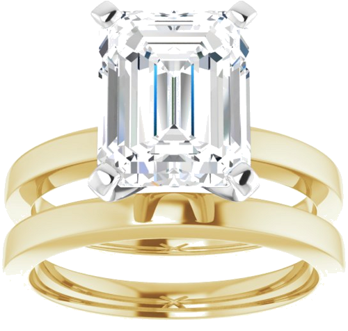 Sužadėtuvių Žiedas „Solitaire“ 585 Baltojo Ir Geltonojo Aukso Emerald 10mm x 8mm (8)