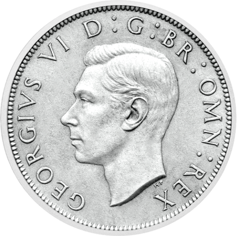 1/2 кроны Георг VI Великобритания медно-никелевая монета (1)