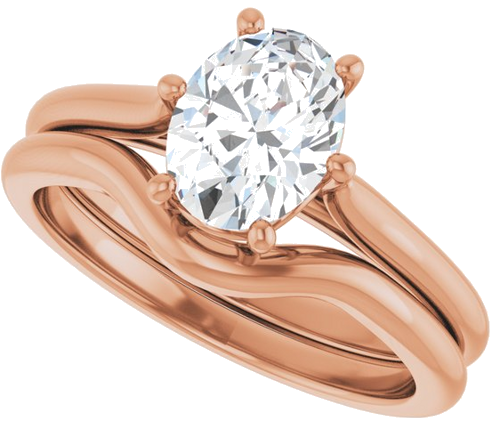 Sužadėtuvių Žiedas 14k rose gold Oval 8mm x 6mm (10)