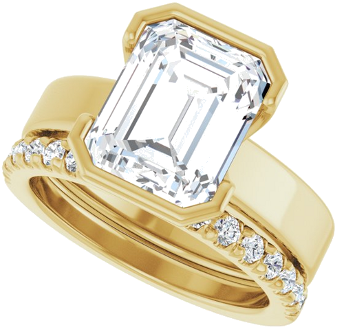 Sužadėtuvių Žiedas „Half-Bezel Solitaire“ 14k yellow gold Emerald 10mm x 8mm (10)