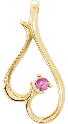 14K Yellow 1-Stone Family Heart Slide Pendant Mounting (1)