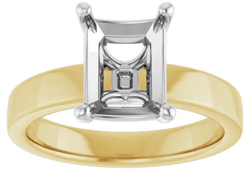 Sužadėtuvių Žiedas „Solitaire“ 14k yellow/white gold Emerald 9mm x 7mm (3)