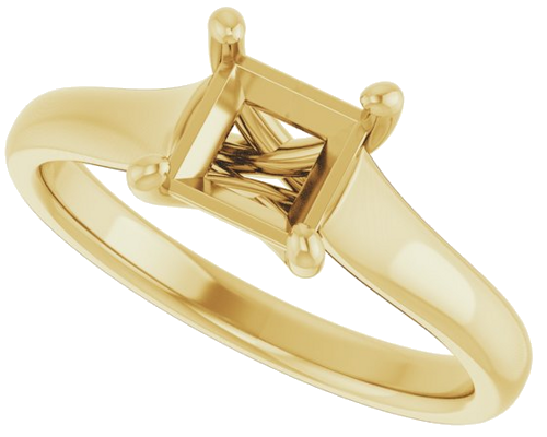 14K Yellow 5.5 mm Square Solitaire Engagement Ring Mounting (5)