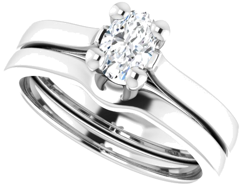 14K White 6x4 mm Oval Engagement Ring Mounting (10)